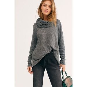 Free people Beach Gray Cotton Cocoon Cowl Pullover